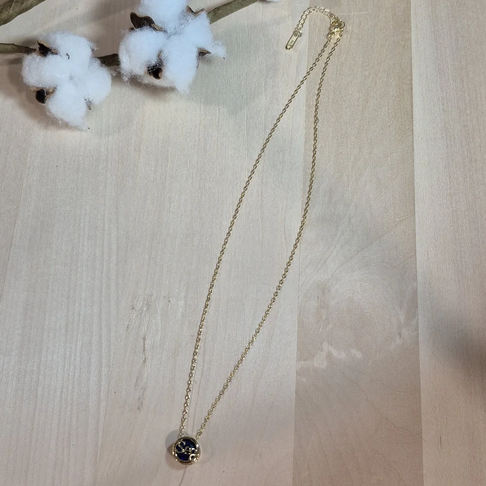 🎉🎉NEW🎉🎉 PRETTY!! Stainless Steel BLUE SEPTEMBER CZ Charm Necklace